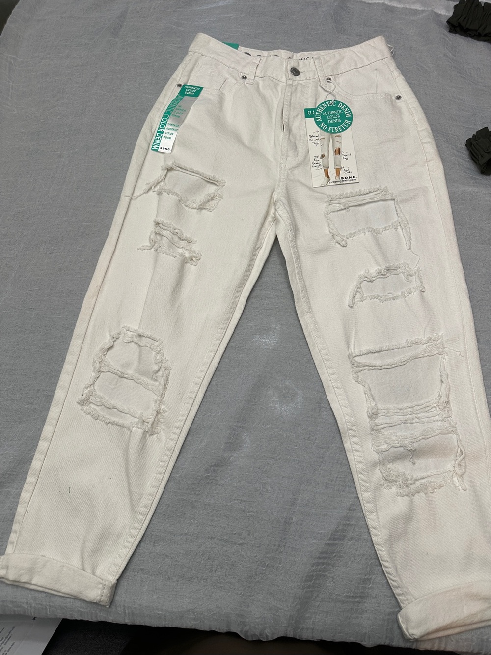 S.O.N.G Distressed Off-White High-Rise Jeans